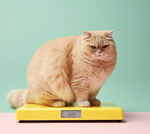 Kat met een dikke buik als gevolg van overgewicht