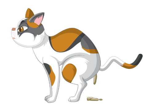 Cartoon van een kat aan de diarree